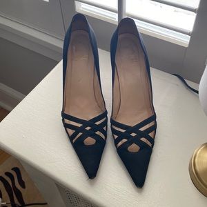 Point-toe suede black Christian Louboutin shoes
